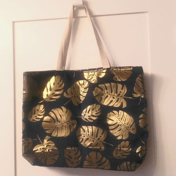 Unknown- Gifted - Navy & Gold cotton tote bag with zippered wristlet - Picture 2 of 3